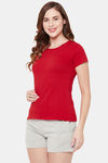 Clovia Cotton Shorts Set - Red — thumbnail 3