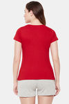 Clovia Cotton Shorts Set - Red — thumbnail 4