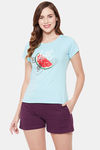 Clovia Cotton Shorts Set - Blue — thumbnail 1