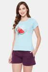 Clovia Cotton Shorts Set - Blue — thumbnail 3