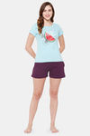 Clovia Cotton Shorts Set - Blue — thumbnail 5