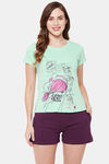 Clovia Cotton Shorts Set - Green — thumbnail 1