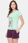 Clovia Cotton Shorts Set - Green — thumbnail 3