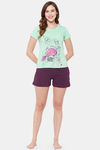 Clovia Cotton Shorts Set - Green — thumbnail 5