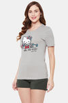 Clovia Cotton Shorts Set - Grey — thumbnail 3