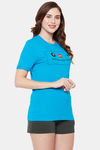 Clovia Cotton Shorts Set - Blue — thumbnail 2