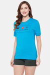 Clovia Cotton Shorts Set - Blue — thumbnail 3