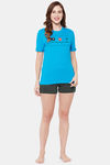 Clovia Cotton Shorts Set - Blue — thumbnail 5