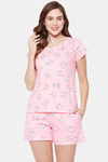 Clovia Cotton Shorts Set - Pink — thumbnail 1