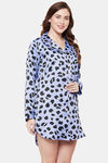 Clovia Satin Knee Length Nightdress - Blue — thumbnail 2