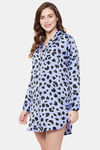 Clovia Satin Knee Length Nightdress - Blue — thumbnail 3