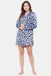 Clovia Satin Knee Length Nightdress - Blue — thumbnail 5