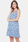 Clovia Rayon Knee Length Nightdress - Blue — thumbnail 3