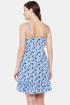 Clovia Rayon Knee Length Nightdress - Blue — thumbnail 4