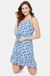 Clovia Rayon Knee Length Nightdress - Blue — thumbnail 6