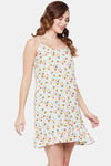Clovia Rayon Knee Length Nightdress - White — thumbnail 2