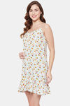 Clovia Rayon Knee Length Nightdress - White — thumbnail 3