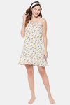 Clovia Rayon Knee Length Nightdress - White — thumbnail 5