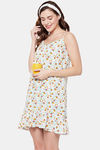 Clovia Rayon Knee Length Nightdress - White — thumbnail 6