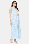 Clovia Rayon Full Length Nightdress - Blue — thumbnail 2