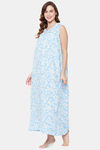 Clovia Rayon Full Length Nightdress - Blue — thumbnail 3