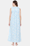 Clovia Rayon Full Length Nightdress - Blue — thumbnail 4