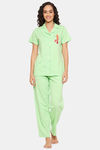 Clovia Cotton Pyjama Set - Green — thumbnail 1