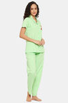 Clovia Cotton Pyjama Set - Green — thumbnail 2