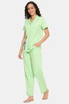 Clovia Cotton Pyjama Set - Green — thumbnail 3