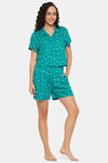 Clovia Rayon Shorts Set - Teal — thumbnail 2