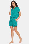 Clovia Rayon Shorts Set - Teal — thumbnail 3