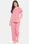 Clovia Cotton Pyjama Set - Pink — thumbnail 1
