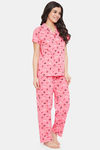 Clovia Cotton Pyjama Set - Pink — thumbnail 2