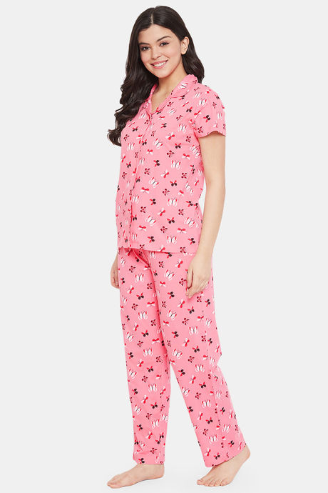 Clovia Cotton Pyjama Set - Pink — image 3