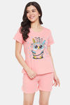 Clovia Cotton Shorts Set - Pink — thumbnail 1