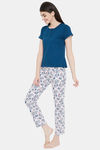 Clovia Cotton Pyjama Set - Blue — thumbnail 3