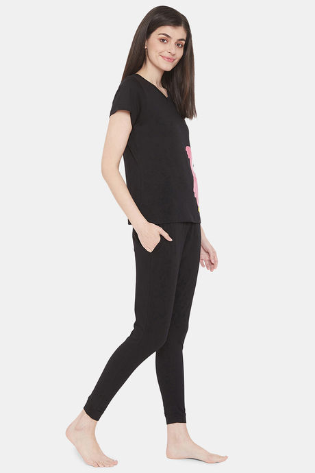 Clovia Cotton Pyjama Set - Black — image 2