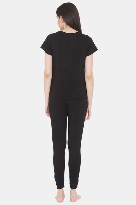 Clovia Cotton Pyjama Set - Black — image 4