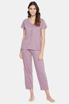 Clovia Cotton Pyjama Set - Purple — thumbnail 1