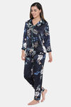 Clovia Satin Pyjama Set - Blue — thumbnail 3