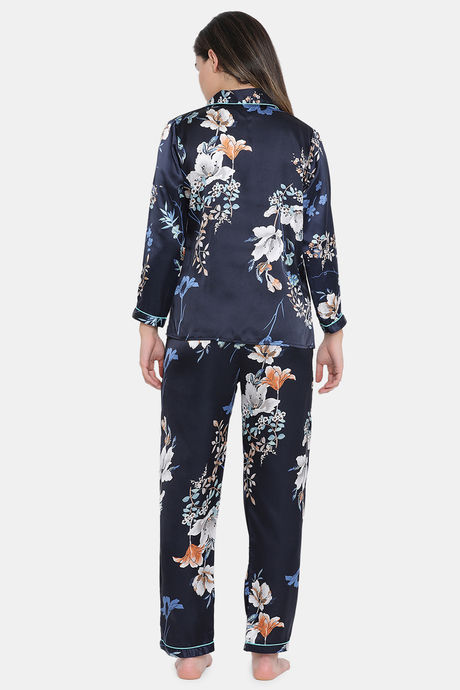 Clovia Satin Pyjama Set - Blue — image 4