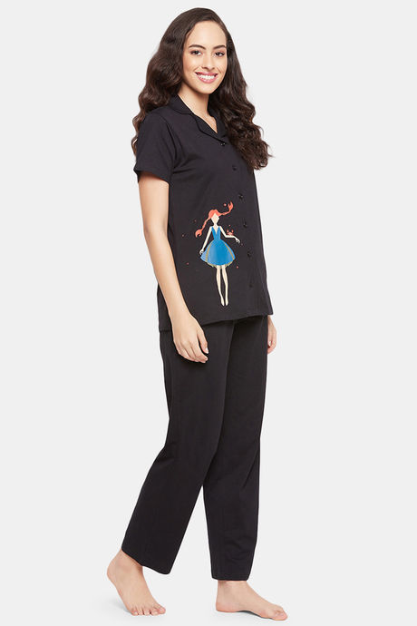 Clovia Cotton Pyajama Set - Black — image 2