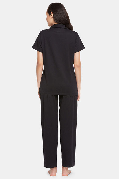 Clovia Cotton Pyajama Set - Black — image 4