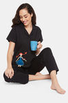Clovia Cotton Pyajama Set - Black — thumbnail 5