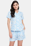 Clovia Rayon Shorts Set - Blue — thumbnail 1