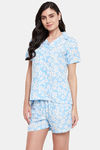Clovia Rayon Shorts Set - Blue — thumbnail 3
