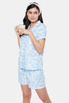 Clovia Rayon Shorts Set - Blue — thumbnail 5
