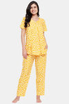 Clovia Rayon Mom Pyajama Set - Yellow — thumbnail 1