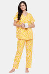 Clovia Rayon Mom Pyajama Set - Yellow — thumbnail 6