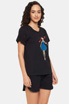 Clovia Cotton Shorts Set - Black — thumbnail 2
